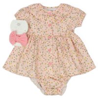 M34301: Baby Girls All Over Print Dress, Pant & Headband Set  (1-2 Years)